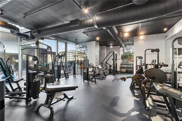 3324 Peachtree Rd NE Unit 1813, Atlanta, GA 30305 - workout area featuring healthy amount of natural light and a wall of windows