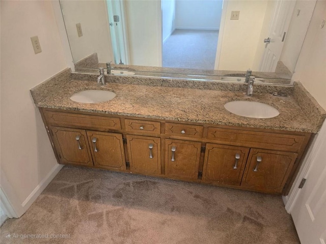 639 Royal Abbey Dr, Stone Mountain, GA 30088 - full bath featuring carpet floors and double vanity