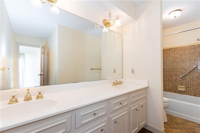 5287 Vernon Lake Dr, Atlanta, GA 30338 - full bathroom featuring double vanity, toilet, and shower / washtub combination