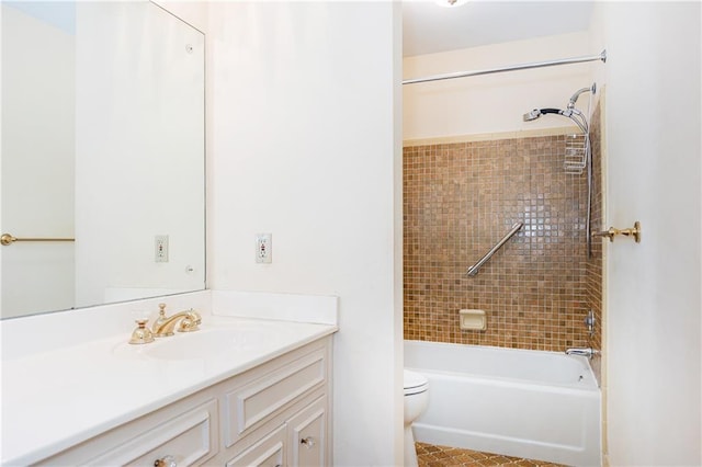 5287 Vernon Lake Dr, Atlanta, GA 30338 - bathroom with vanity, toilet, and bathtub / shower combination