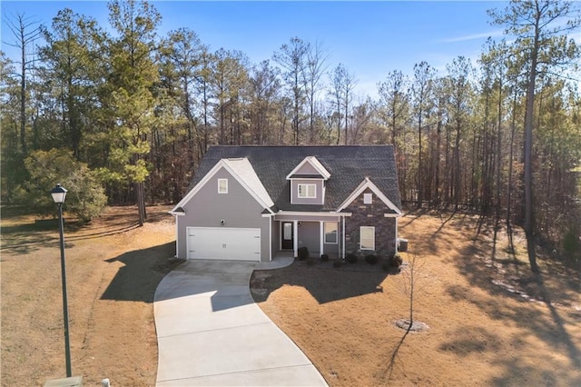 view of front of property with a garage