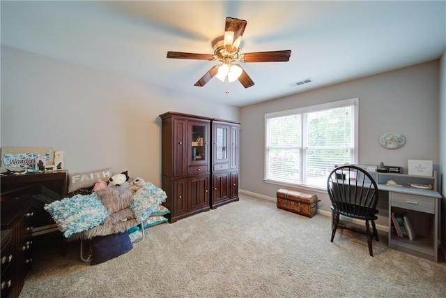 4645 Waterford Dr, Suwanee, GA 30024 - carpeted home office with ceiling fan and baseboards