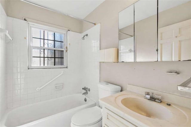 full bathroom with vanity, toilet, and shower / bath combination