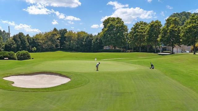 885 Lost Creek Blvd, Dallas, GA 30132 - surrounding community with golf course view, view of scattered trees, and a yard