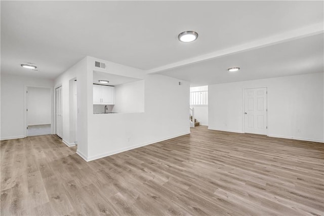 unfurnished living room with light hardwood / wood-style flooring