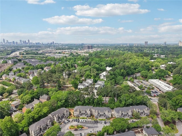 drone / aerial view featuring a city view