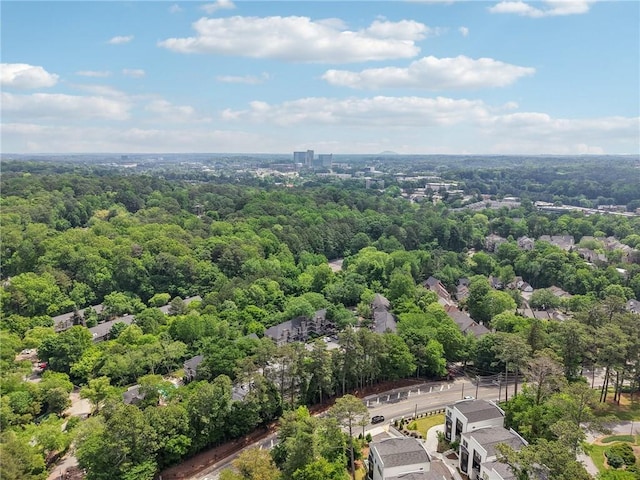 bird's eye view featuring a view of trees