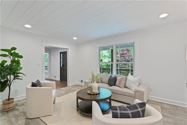 living room with hardwood / wood-style flooring