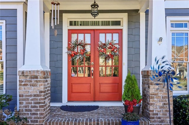 doorway to property with french doors