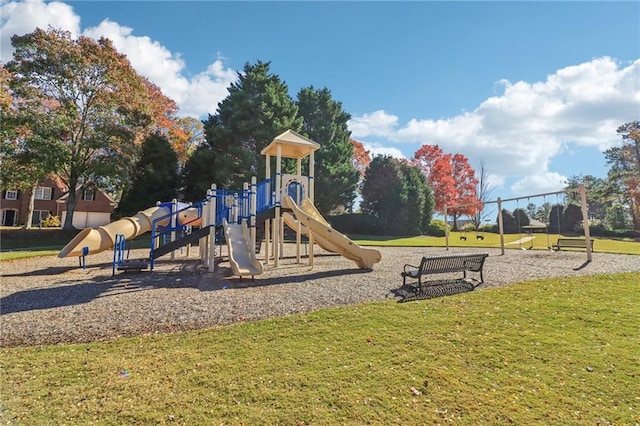 view of play area with a lawn