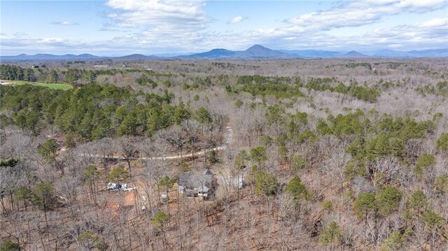 mountain view with a wooded view