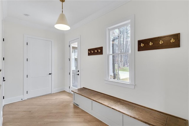 mudroom featuring light hardwood / wood-style floors