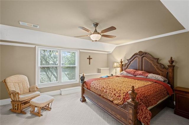4842 Registry Dr NW, Kennesaw, GA 30152 - bedroom featuring carpet floors, lofted ceiling, ornamental molding, a ceiling fan, and baseboards
