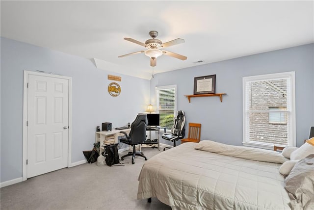 4842 Registry Dr NW, Kennesaw, GA 30152 - carpeted bedroom with an office area, a ceiling fan, and baseboards