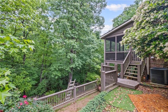 4842 Registry Dr NW, Kennesaw, GA 30152 - view of yard featuring cooling unit, a sunroom, and stairs