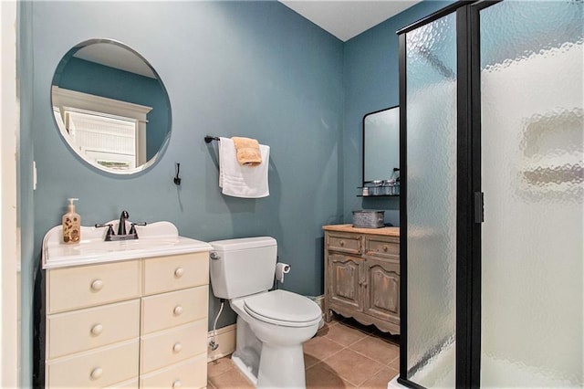 8901 Watkins Mill Rd, Winston, GA 30187 - full bath with tile patterned floors, a stall shower, vanity, and toilet