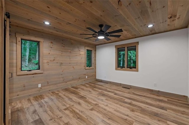 74 Cohutta Overlook Way, Blue Ridge, GA 30513 - empty room featuring wooden ceiling, wood finished floors, recessed lighting, ceiling fan, and baseboards