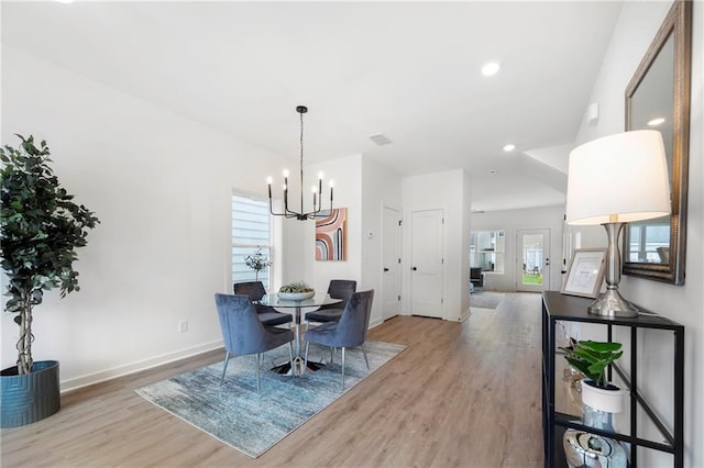 150 Chandler Trce, Covington, GA 30016 - dining room featuring a chandelier, light wood-style flooring, baseboards, and recessed lighting