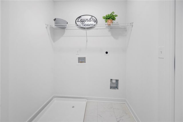 150 Chandler Trce, Covington, GA 30016 - laundry room with marble finish floors, electric dryer hookup, washer hookup, and baseboards