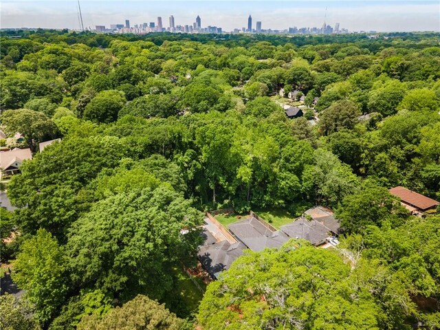 aerial view of a view of skyline and a heavily wooded area