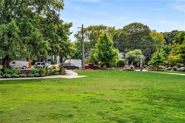 view of property's community featuring a yard