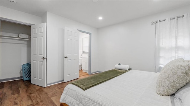 216 Coosawattee Ave SW, Rome, GA 30165 - bedroom with wood finished floors, a closet, recessed lighting, and ensuite bathroom