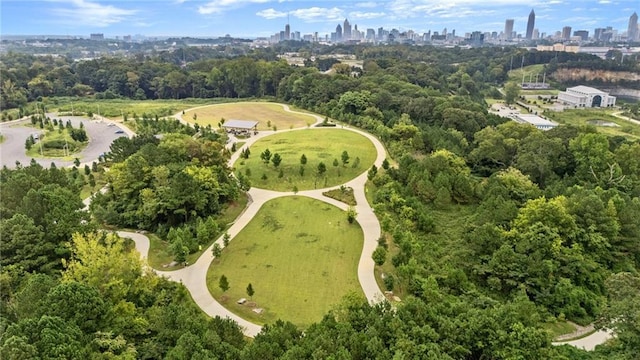 drone / aerial view featuring a city view