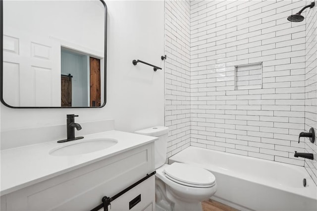 full bathroom featuring shower / bathtub combination, toilet, and vanity