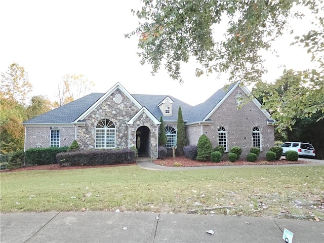 view of front facade featuring a front yard