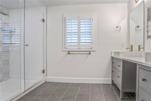 3323 Lancing Ct, Duluth, GA 30096 - full bathroom with vanity, tile patterned flooring, and a shower stall