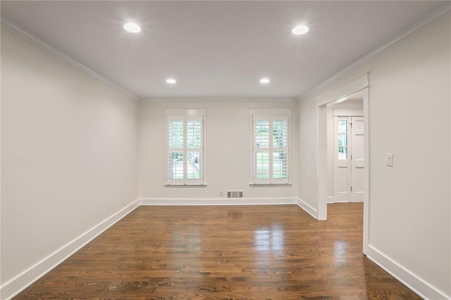3323 Lancing Ct, Duluth, GA 30096 - unfurnished room featuring crown molding, recessed lighting, baseboards, and dark wood finished floors
