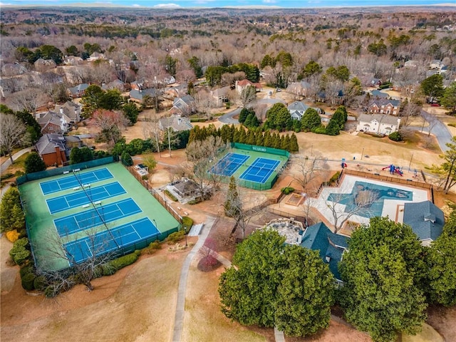 aerial view with a residential view