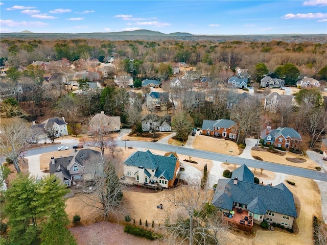 aerial view featuring a residential view and a mountain view