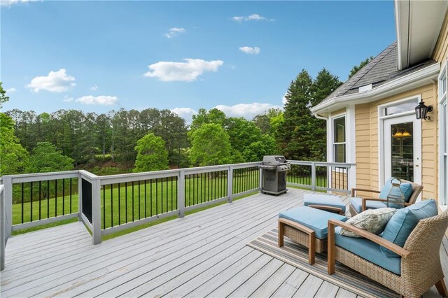4790 Hyde Rd, Cumming, GA 30040 - deck featuring grilling area and a lawn