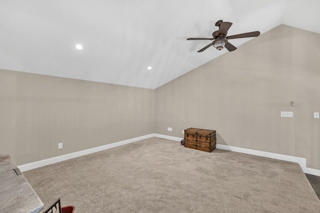 659 Creek Nation Rd, Jefferson, GA 30549 - bonus room featuring vaulted ceiling, carpet floors, a ceiling fan, and recessed lighting