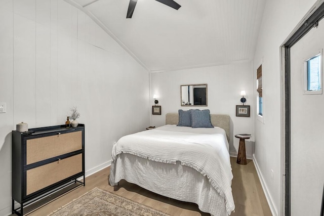 659 Creek Nation Rd, Jefferson, GA 30549 - bedroom with wood finished floors, a ceiling fan, and lofted ceiling