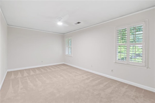 870 Richmond Hill Dr, Marietta, GA 30068 - spare room with crown molding, light carpet, baseboards, and a ceiling fan