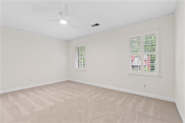 870 Richmond Hill Dr, Marietta, GA 30068 - unfurnished room with crown molding, baseboards, ceiling fan, and light colored carpet