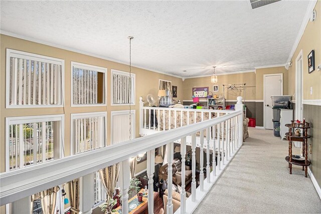 office space featuring light colored carpet and vaulted ceiling