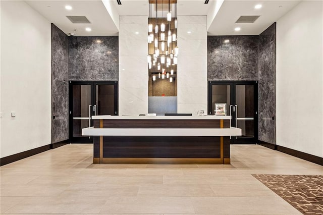 reception with recessed lighting