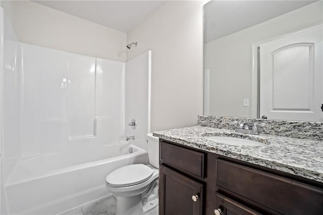 full bathroom with toilet, shower / bath combination, and vanity
