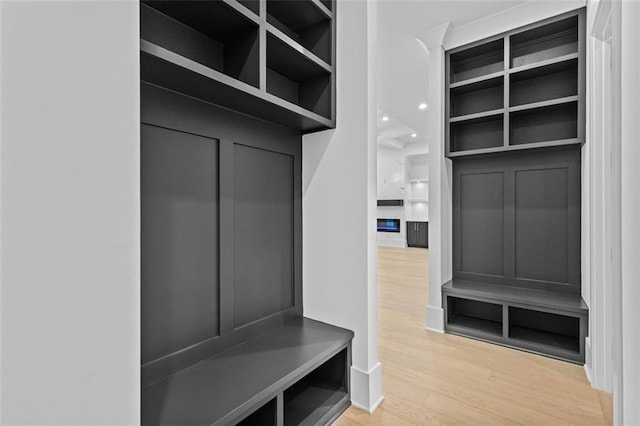 mudroom featuring light wood-style flooring