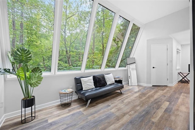 sunroom featuring a skylight