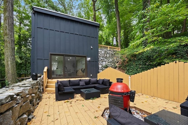 view of outbuilding featuring an outdoor hangout area