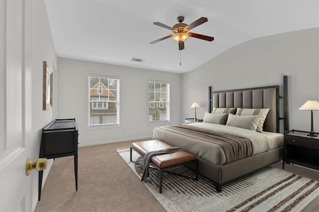 1795 Waterside Dr NW, Kennesaw, GA 30152 - bedroom featuring vaulted ceiling, light colored carpet, and ceiling fan