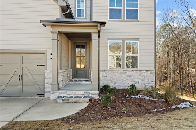 entrance to property with a garage