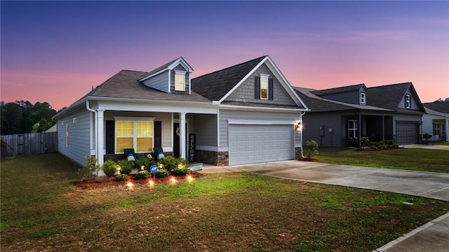 3 Joplin St NE, Rome, GA 30161 - view of front of property with covered porch, concrete driveway, an attached garage, and stone siding