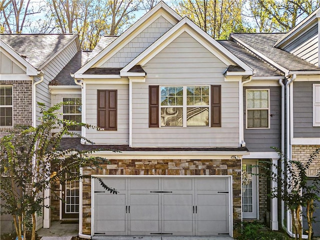 exterior space with a garage