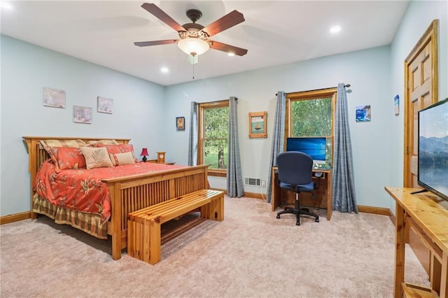 169 Robson Trl, Mcdonough, GA 30252 - bedroom with carpet flooring, a desk, recessed lighting, and ceiling fan