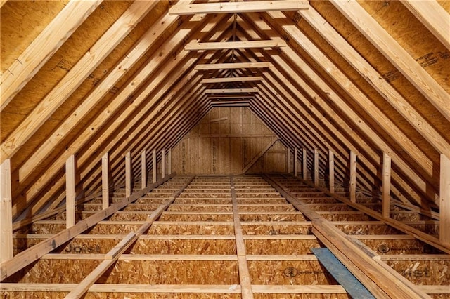 view of unfinished attic